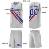 Custom Gray Diagonal Pinstripe Pattern Color Block Sports Uniform Basketball Jersey