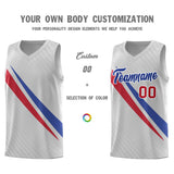 Custom Gray Diagonal Pinstripe Pattern Color Block Sports Uniform Basketball Jersey