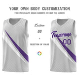 Custom Gray Diagonal Pinstripe Pattern Color Block Sports Uniform Basketball Jersey