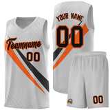 Custom Gray Diagonal Pinstripe Pattern Color Block Sports Uniform Basketball Jersey