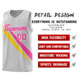 Custom Gray Diagonal Pinstripe Pattern Color Block Sports Uniform Basketball Jersey