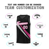 Custom Black Diagonal Pinstripe Pattern Color Block Sports Uniform Basketball Jersey
