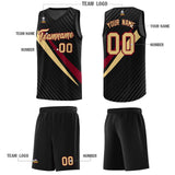 Custom Black Diagonal Pinstripe Pattern Color Block Sports Uniform Basketball Jersey