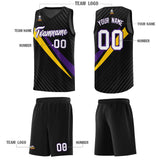 Custom Black Diagonal Pinstripe Pattern Color Block Sports Uniform Basketball Jersey