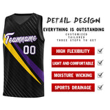 Custom Black Diagonal Pinstripe Pattern Color Block Sports Uniform Basketball Jersey