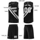 Custom Black Diagonal Pinstripe Pattern Color Block Sports Uniform Basketball Jersey