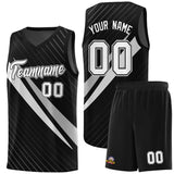 Custom Black Diagonal Pinstripe Pattern Color Block Sports Uniform Basketball Jersey