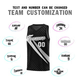 Custom Black Diagonal Pinstripe Pattern Color Block Sports Uniform Basketball Jersey
