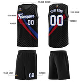 Custom Black Diagonal Pinstripe Pattern Color Block Sports Uniform Basketball Jersey