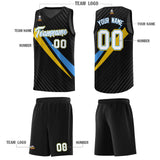 Custom Black Diagonal Pinstripe Pattern Color Block Sports Uniform Basketball Jersey