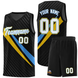 Custom Black Diagonal Pinstripe Pattern Color Block Sports Uniform Basketball Jersey