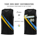 Custom Black Diagonal Pinstripe Pattern Color Block Sports Uniform Basketball Jersey