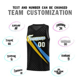 Custom Black Diagonal Pinstripe Pattern Color Block Sports Uniform Basketball Jersey