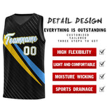 Custom Black Diagonal Pinstripe Pattern Color Block Sports Uniform Basketball Jersey