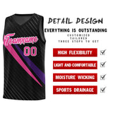 Custom Black Diagonal Pinstripe Pattern Color Block Sports Uniform Basketball Jersey