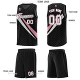 Custom Black Diagonal Pinstripe Pattern Color Block Sports Uniform Basketball Jersey