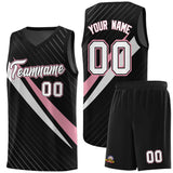 Custom Black Diagonal Pinstripe Pattern Color Block Sports Uniform Basketball Jersey