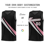 Custom Black Diagonal Pinstripe Pattern Color Block Sports Uniform Basketball Jersey