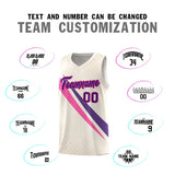 Custom Cream Diagonal Pinstripe Pattern Color Block Sports Uniform Basketball Jersey