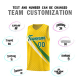 Custom Gold Diagonal Pinstripe Pattern Color Block Sports Uniform Basketball Jersey