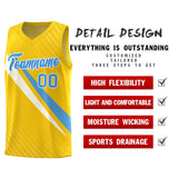 Custom Gold Diagonal Pinstripe Pattern Color Block Sports Uniform Basketball Jersey