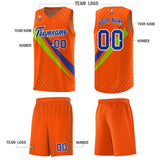 Custom Orange Diagonal Pinstripe Pattern Color Block Sports Uniform Basketball Jersey