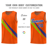 Custom Orange Diagonal Pinstripe Pattern Color Block Sports Uniform Basketball Jersey
