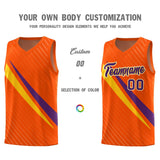 Custom Orange Diagonal Pinstripe Pattern Color Block Sports Uniform Basketball Jersey