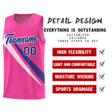 Custom Pink Diagonal Pinstripe Pattern Color Block Sports Uniform Basketball Jersey