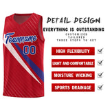 Custom Red Diagonal Pinstripe Pattern Color Block Sports Uniform Basketball Jersey