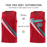 Custom Red Diagonal Pinstripe Pattern Color Block Sports Uniform Basketball Jersey