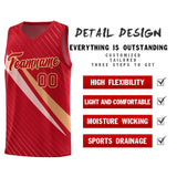 Custom Red Diagonal Pinstripe Pattern Color Block Sports Uniform Basketball Jersey