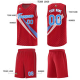 Custom Red Diagonal Pinstripe Pattern Color Block Sports Uniform Basketball Jersey