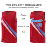 Custom Red Diagonal Pinstripe Pattern Color Block Sports Uniform Basketball Jersey