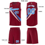 Custom Crimson Diagonal Pinstripe Pattern Color Block Sports Uniform Basketball Jersey