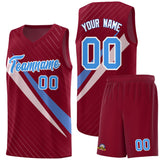 Custom Crimson Diagonal Pinstripe Pattern Color Block Sports Uniform Basketball Jersey