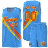 Custom Light Blue Diagonal Pinstripe Pattern Color Block Sports Uniform Basketball Jersey