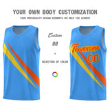 Custom Light Blue Diagonal Pinstripe Pattern Color Block Sports Uniform Basketball Jersey