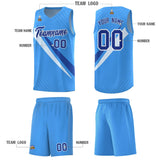 Custom Light Blue Diagonal Pinstripe Pattern Color Block Sports Uniform Basketball Jersey