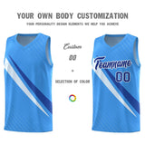 Custom Light Blue Diagonal Pinstripe Pattern Color Block Sports Uniform Basketball Jersey