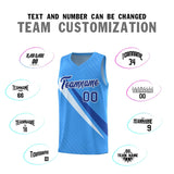 Custom Light Blue Diagonal Pinstripe Pattern Color Block Sports Uniform Basketball Jersey