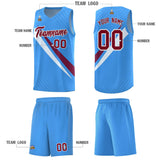 Custom Light Blue Diagonal Pinstripe Pattern Color Block Sports Uniform Basketball Jersey