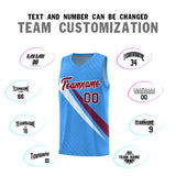 Custom Light Blue Diagonal Pinstripe Pattern Color Block Sports Uniform Basketball Jersey