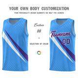 Custom Light Blue Diagonal Pinstripe Pattern Color Block Sports Uniform Basketball Jersey