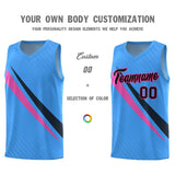 Custom Light Blue Diagonal Pinstripe Pattern Color Block Sports Uniform Basketball Jersey