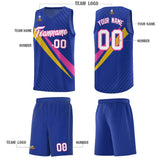 Custom Royal Diagonal Pinstripe Pattern Color Block Sports Uniform Basketball Jersey