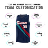 Custom Navy Diagonal Pinstripe Pattern Color Block Sports Uniform Basketball Jersey