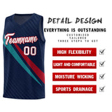 Custom Navy Diagonal Pinstripe Pattern Color Block Sports Uniform Basketball Jersey