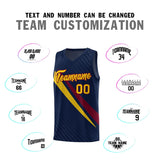 Custom Navy Diagonal Pinstripe Pattern Color Block Sports Uniform Basketball Jersey