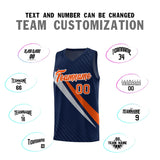 Custom Navy Diagonal Pinstripe Pattern Color Block Sports Uniform Basketball Jersey